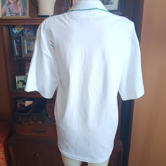 Large Vintage Cottage Granny T-shirt Lighthouse Collector Jerzees 90's Collared - Picture 8 of 8